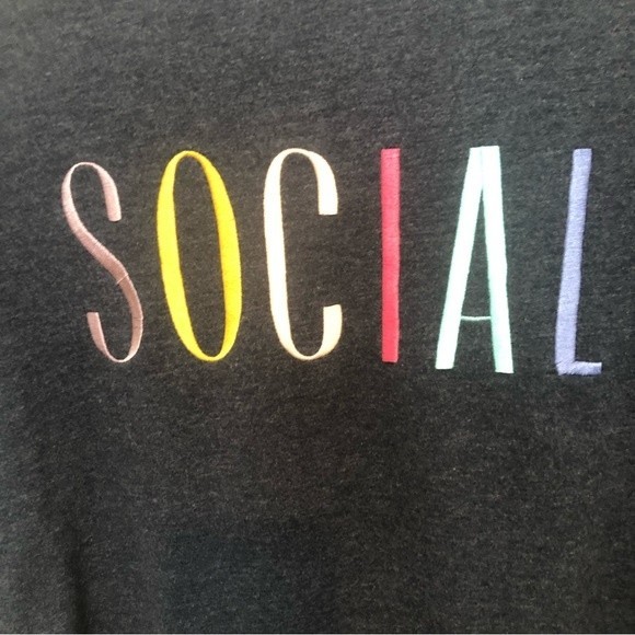 Wildfox Statement Sweatshirt Navy Social Embroidered Medium - Picture 2 of 5